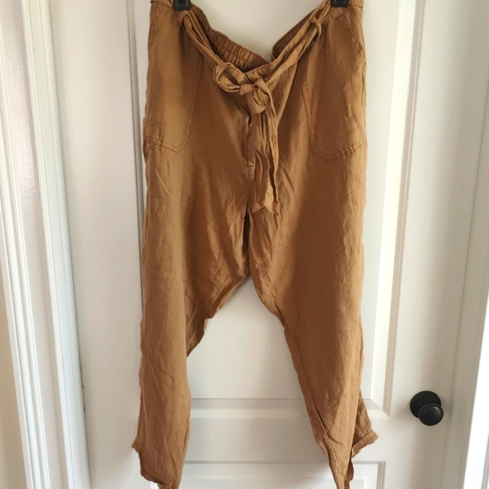 Women's Tan Linen Pants